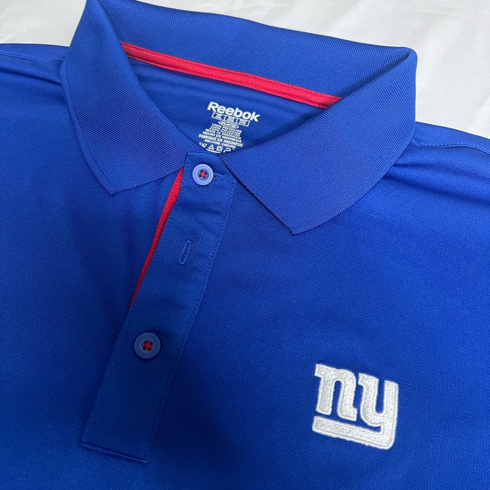 NFL New York Giants Polo Shirt‎ Mens 2XL Blue Reebok Short Sleeve